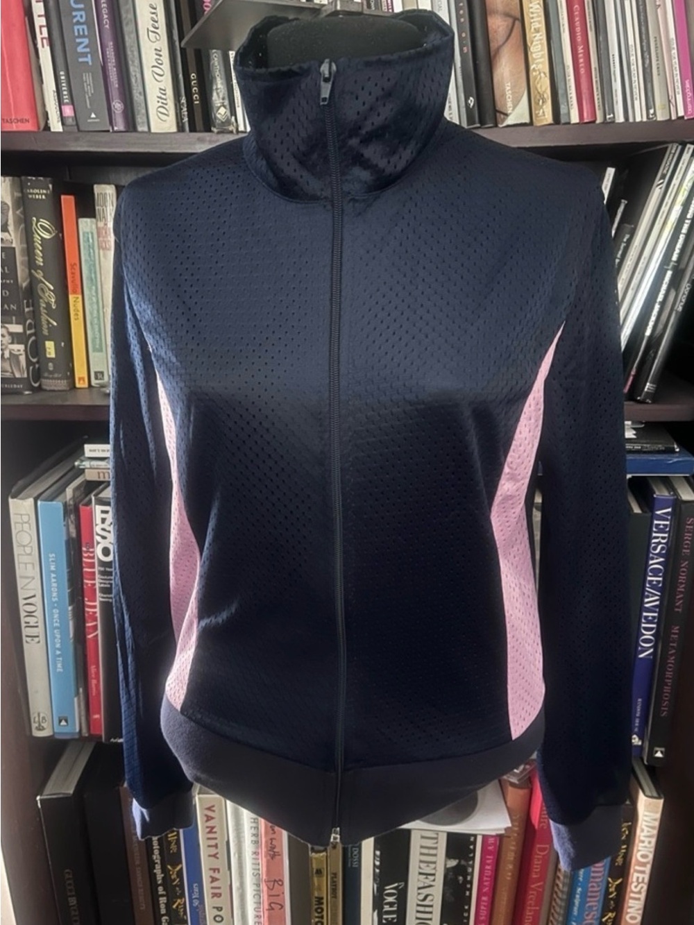 American Apparel perforated Navy Jacket with Pink Side Panels brand new